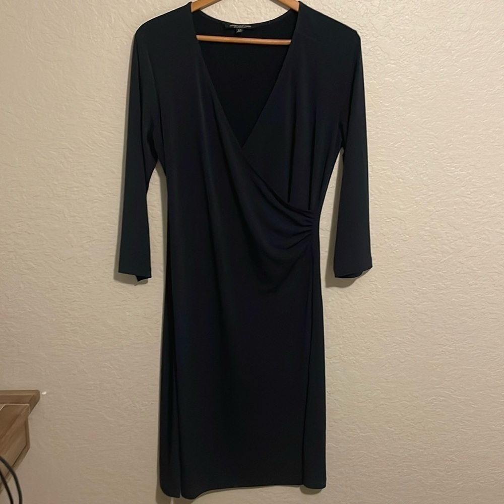 Jones New York Women’s Midi Black Faux Wrap Dress Size M